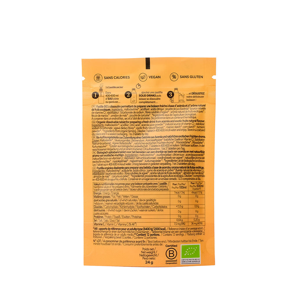 12 pastilles d'hydratation Solid drink manque et passion vitamine C