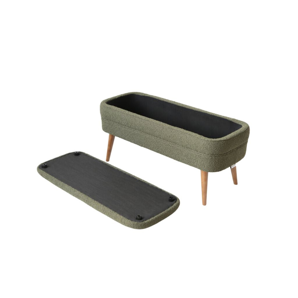 Banc coffre bouclette vert - Eleonor