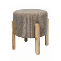 Tabouret en tissu côtelé taupe et bois d'acacia clair - Scarlett