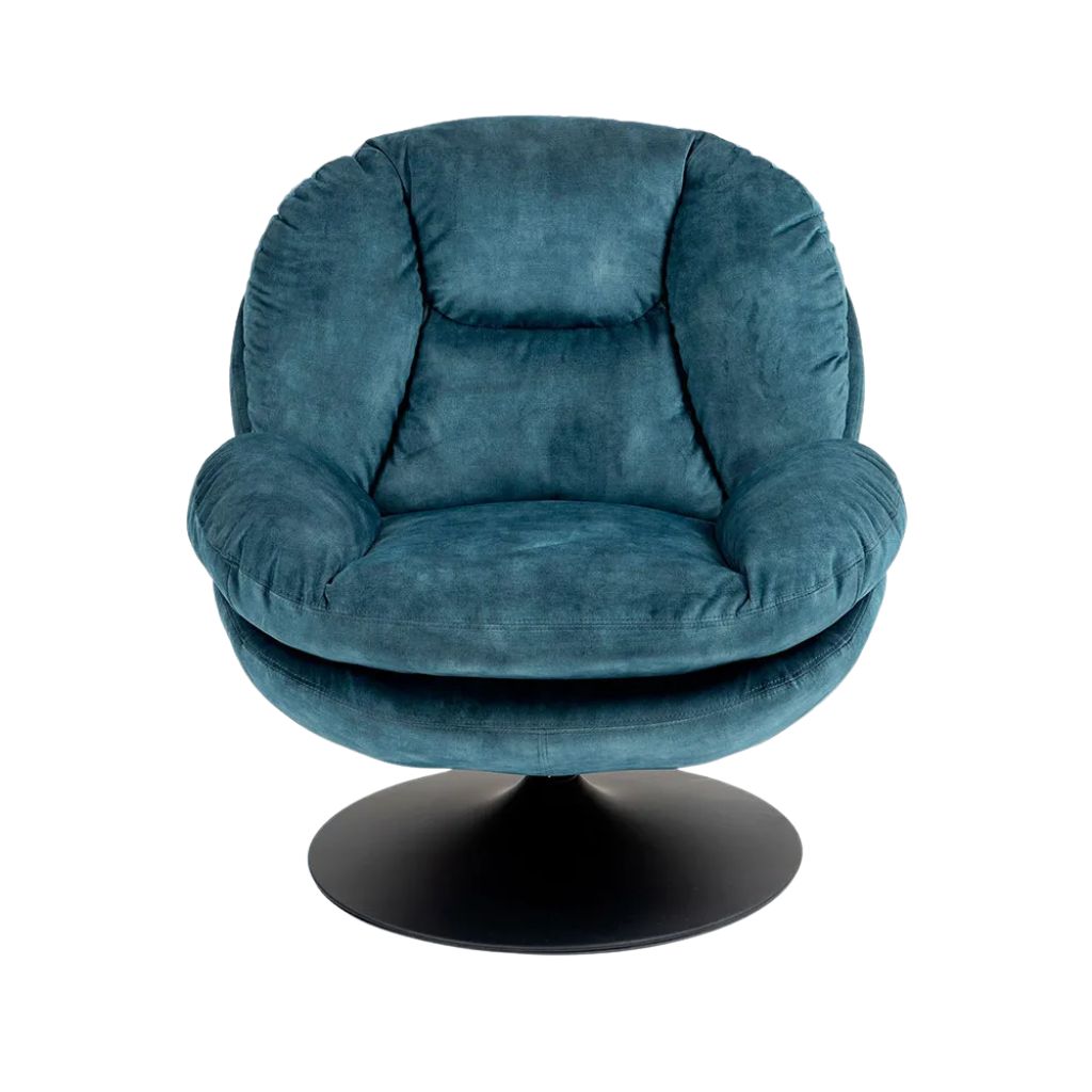 Fauteuil pivotant en velours bleu gris - Topi