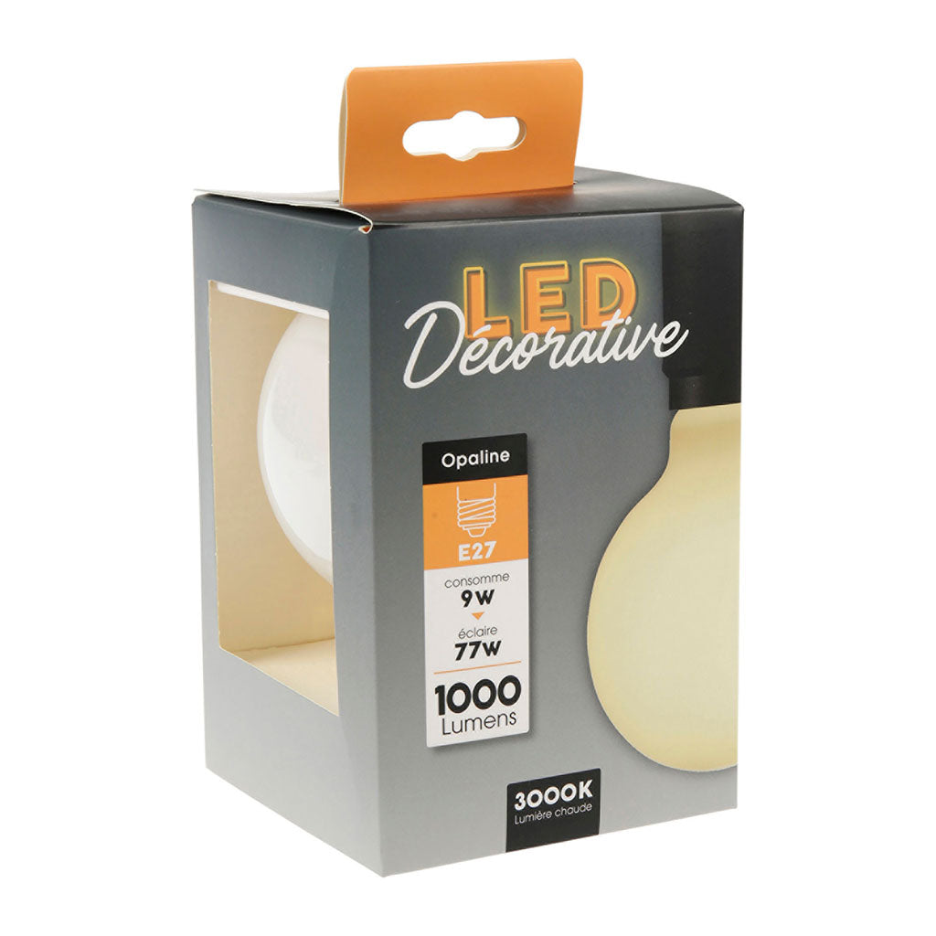 Ampoule LED globe opaline E27 9W