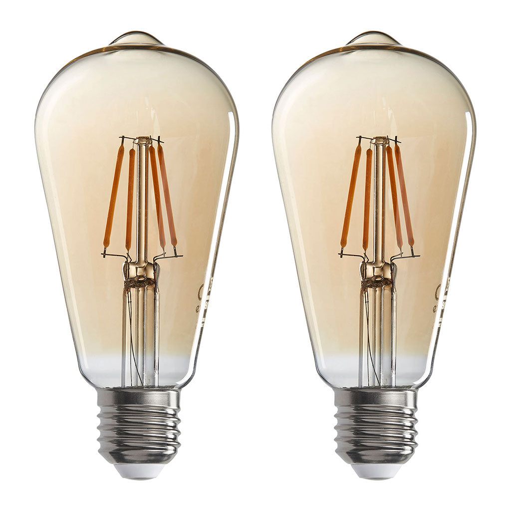 Ampoules LED poire (x2) filament ambrée E27 8W