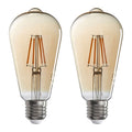 Ampoules LED poire (x2) filament ambrée E27 8W