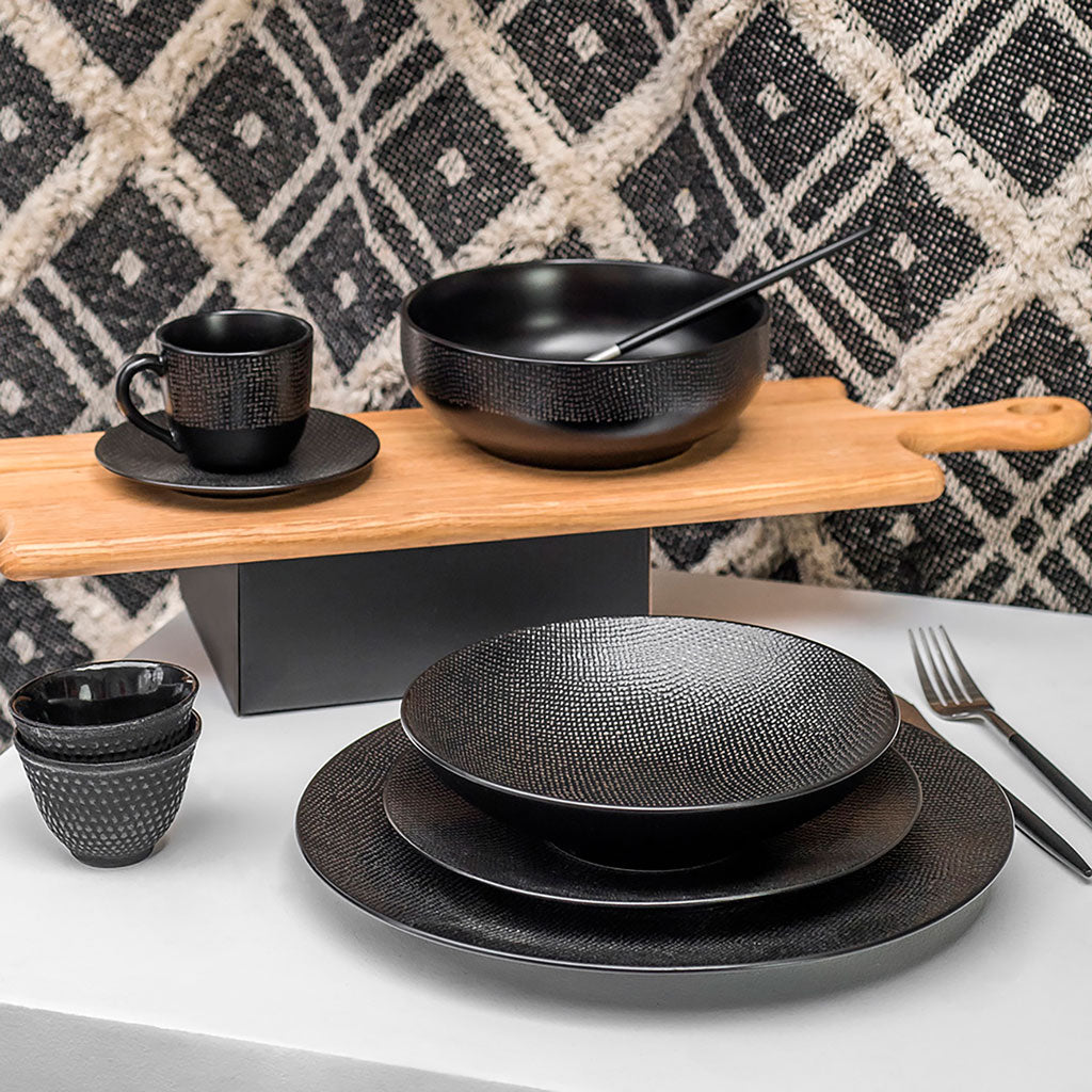 Assiette calotte en grès noir d25cm - Vesuvio