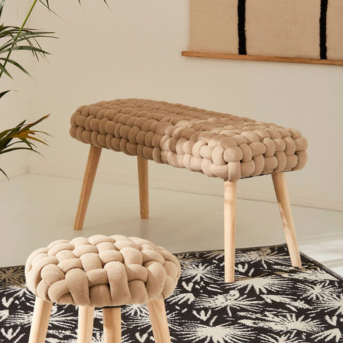 Banc naturel en tissu et pin - Element