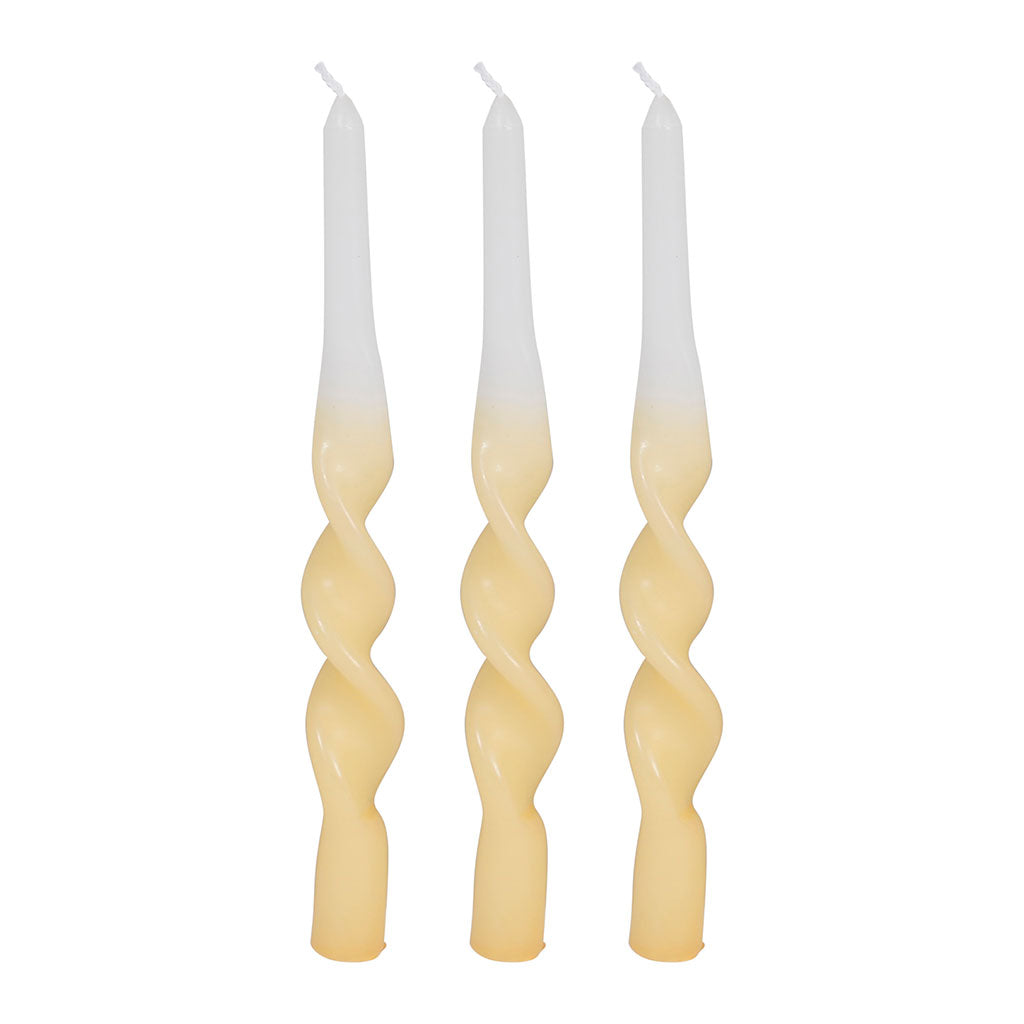 Boite de 3 bougies chandelle jaune 50g - Torsade