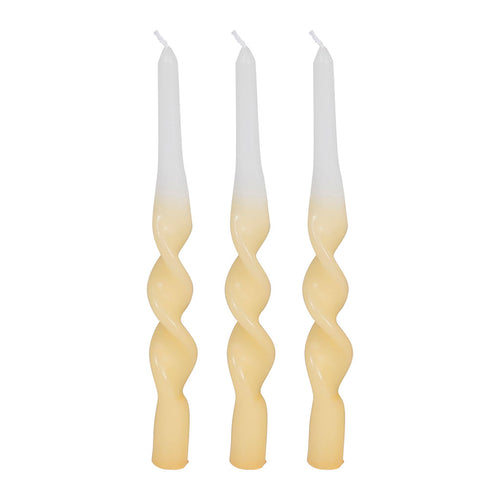 Boite de 3 bougies chandelle jaune 50g - Torsade