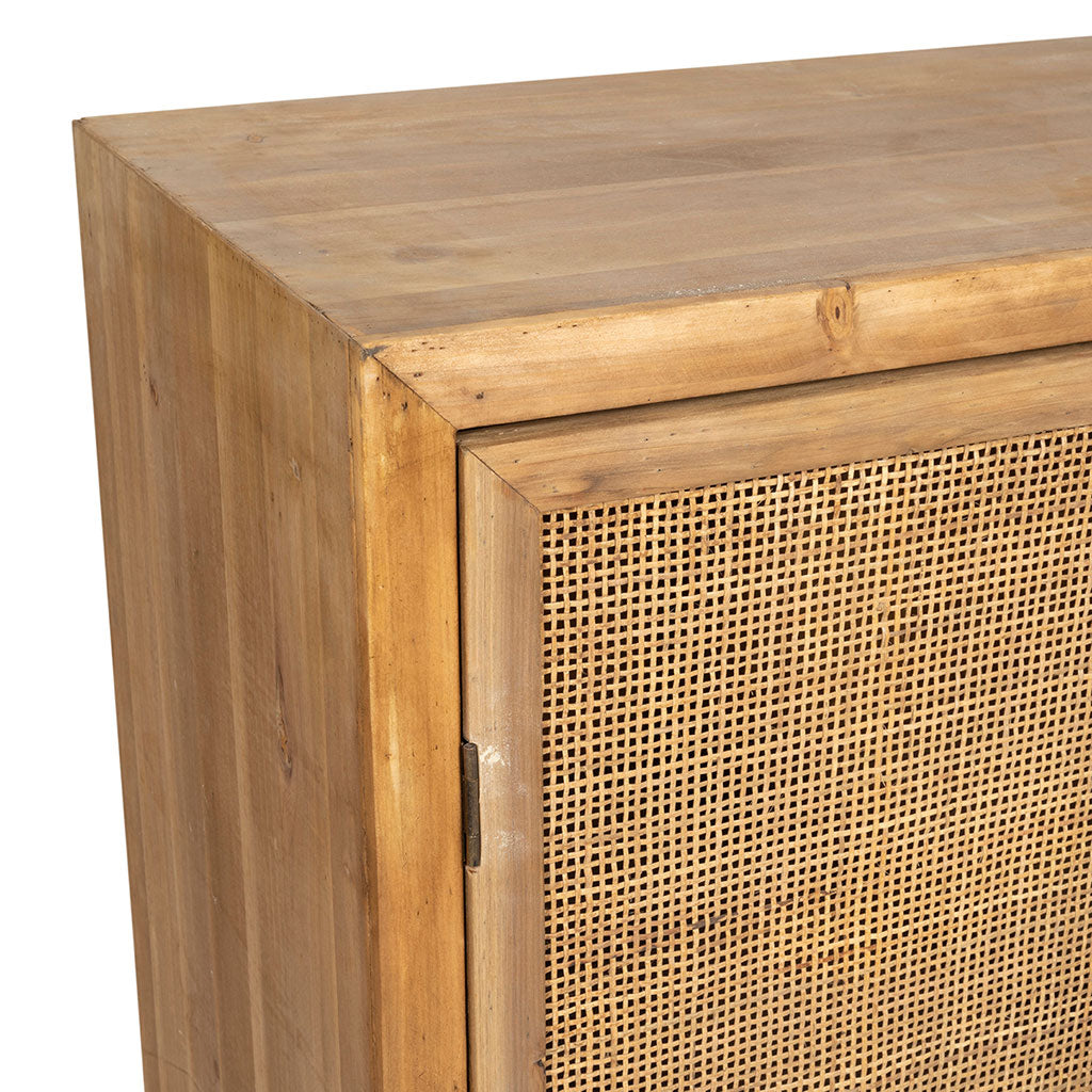 Buffet bas en sapin et bambou naturel L80cm - Tamba