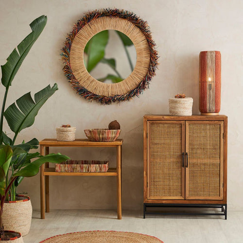 Buffet bas en sapin et bambou naturel L80cm - Tamba