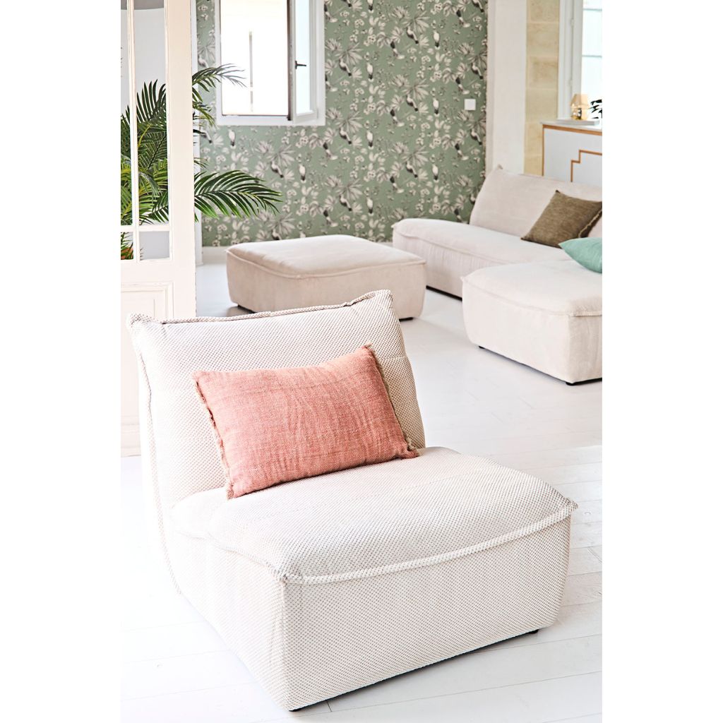 Canapé modulable 4 places avec pouf ivoire - Aubin