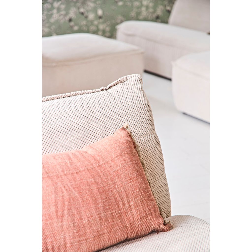 Canapé modulable 4 places avec pouf ivoire - Aubin