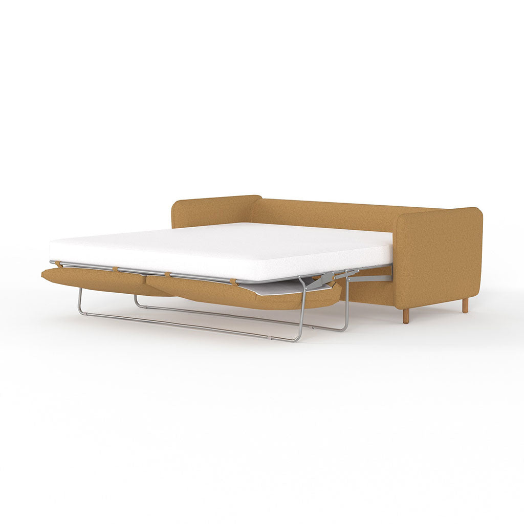 Canapé convertible 3 places Gustave - Tissu Texturé - Crown Moutarde