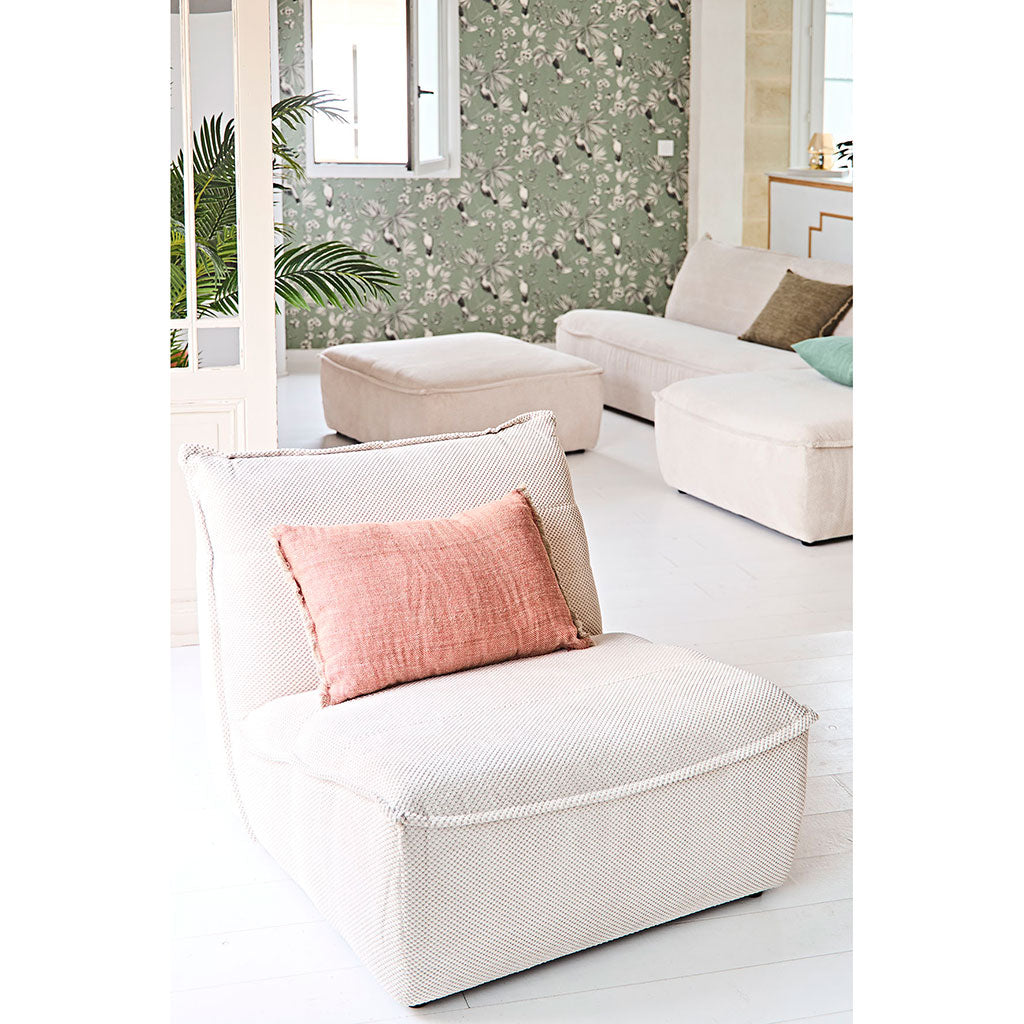 Canapé modulable 4 places avec pouf ivoire - Aubin