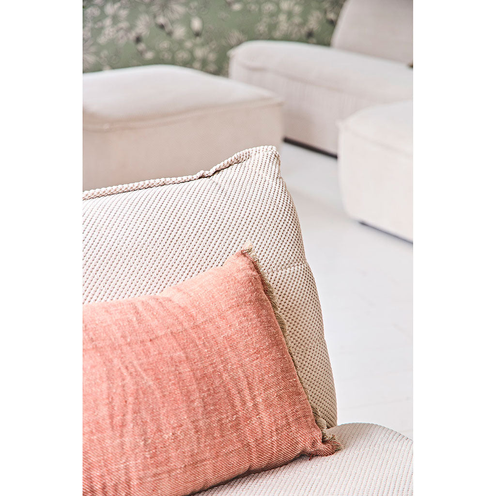 Canapé modulable 4 places avec pouf ivoire - Aubin