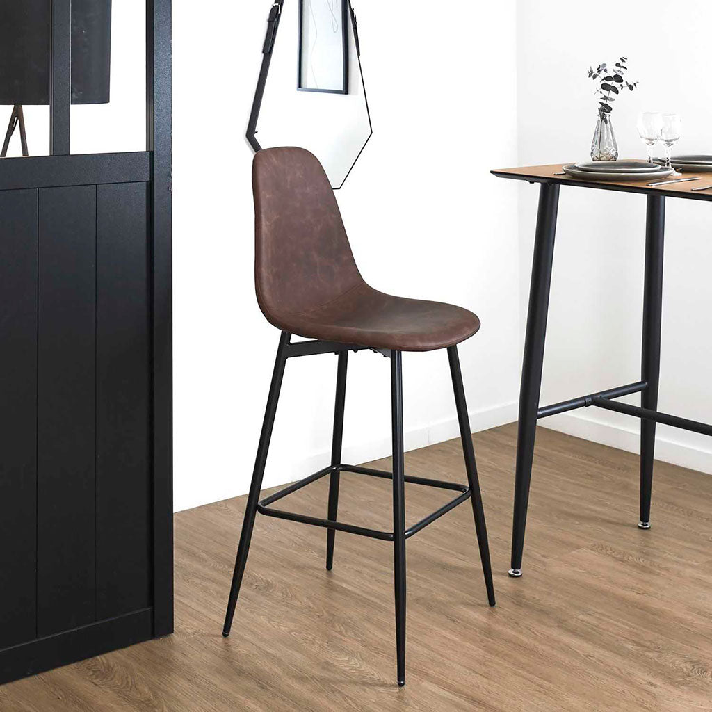 Chaise de bar effet cuir marron H70cm - Amber