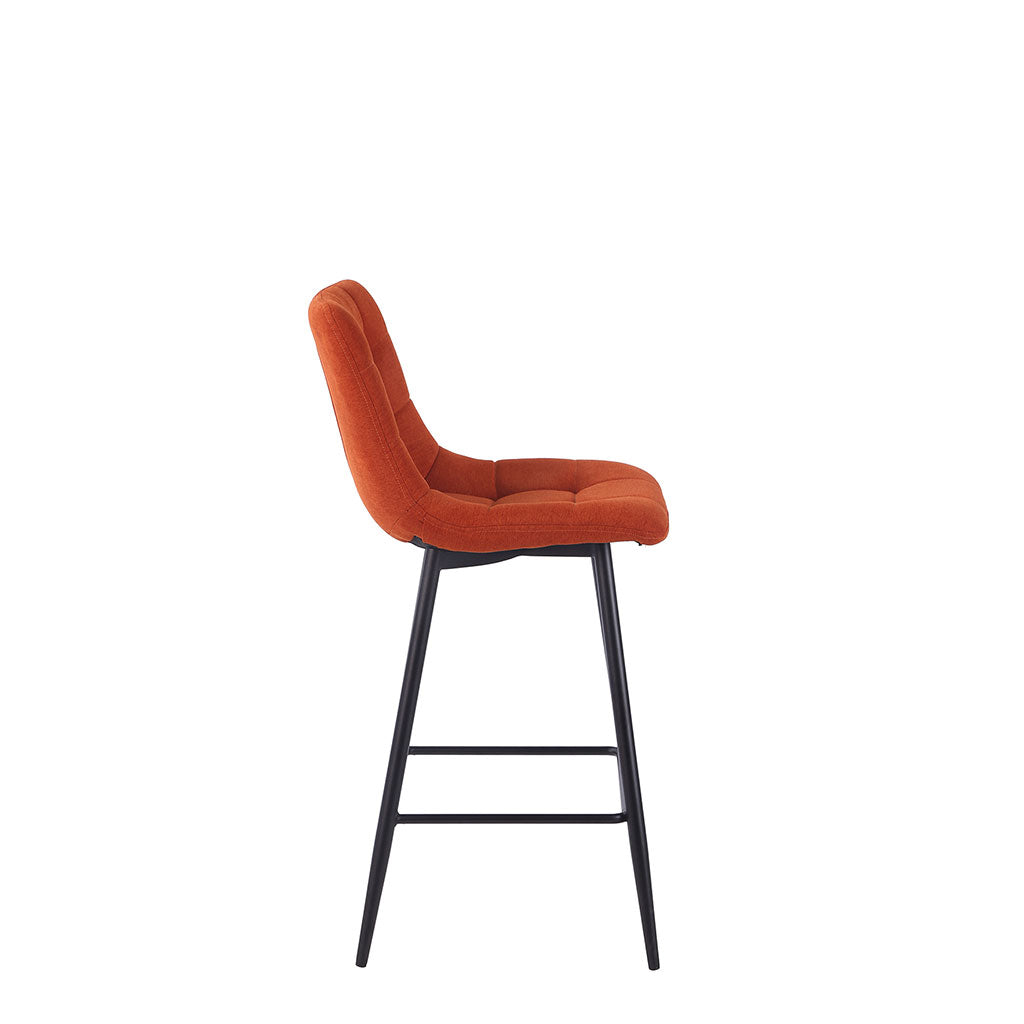 Chaise de bar en tissu matelassé terracotta - Lilly