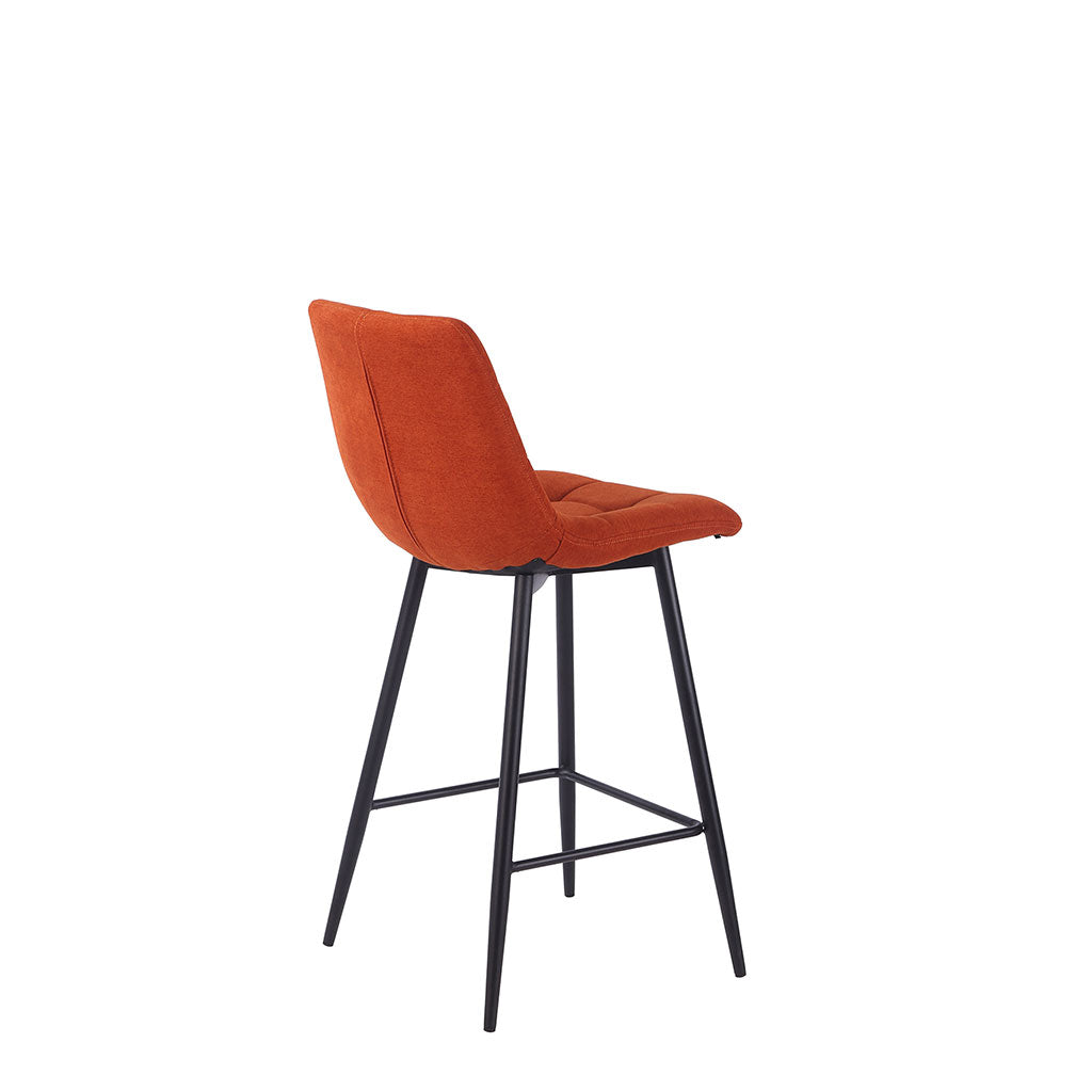 Chaise de bar en tissu matelassé terracotta - Lilly