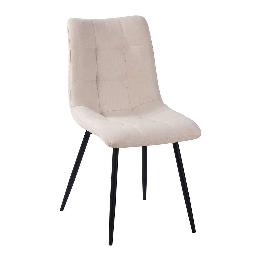 Chaise de salle à manger en tissu matelassé blanc ivoire - Lilly
