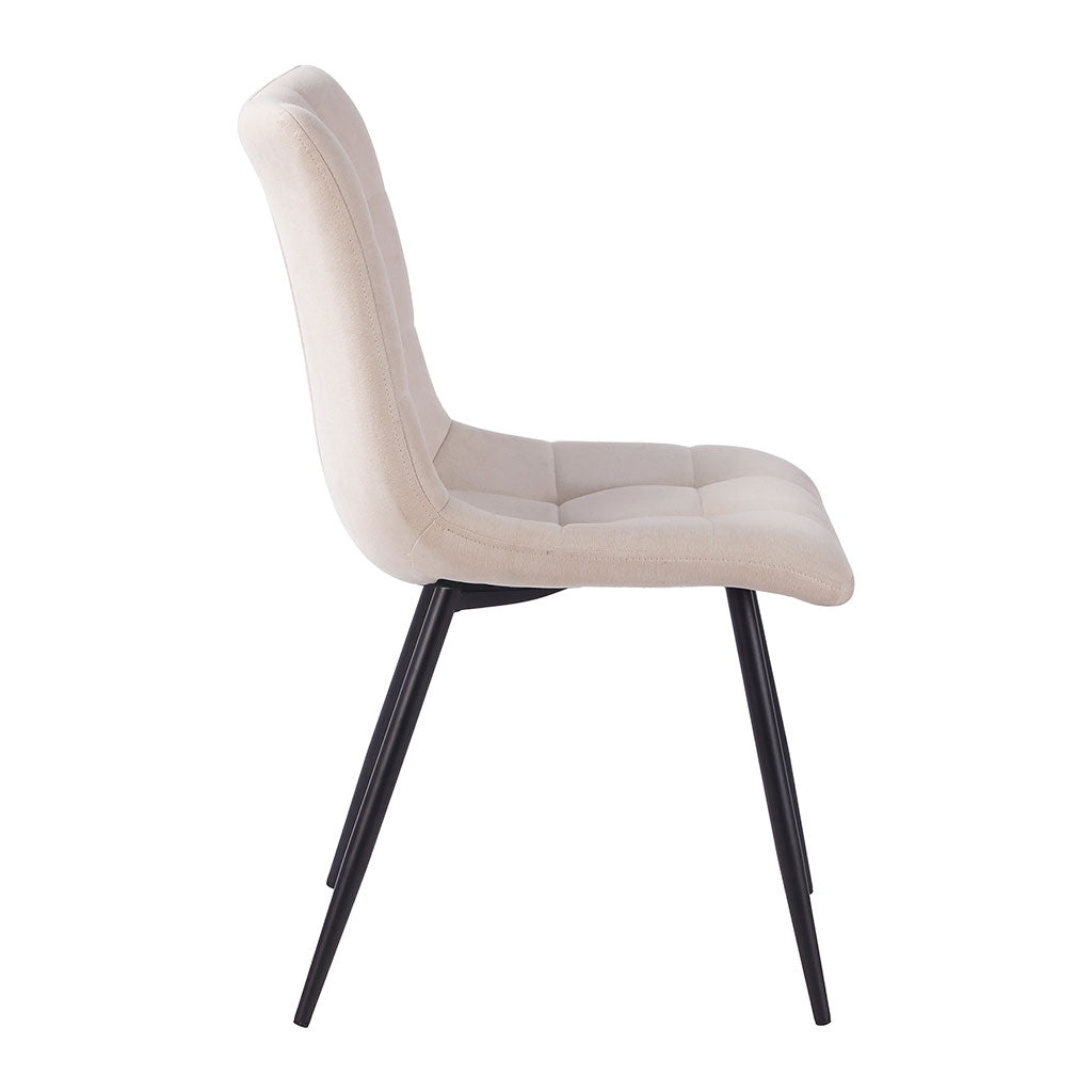 Chaise de salle à manger en tissu matelassé blanc ivoire - Lilly