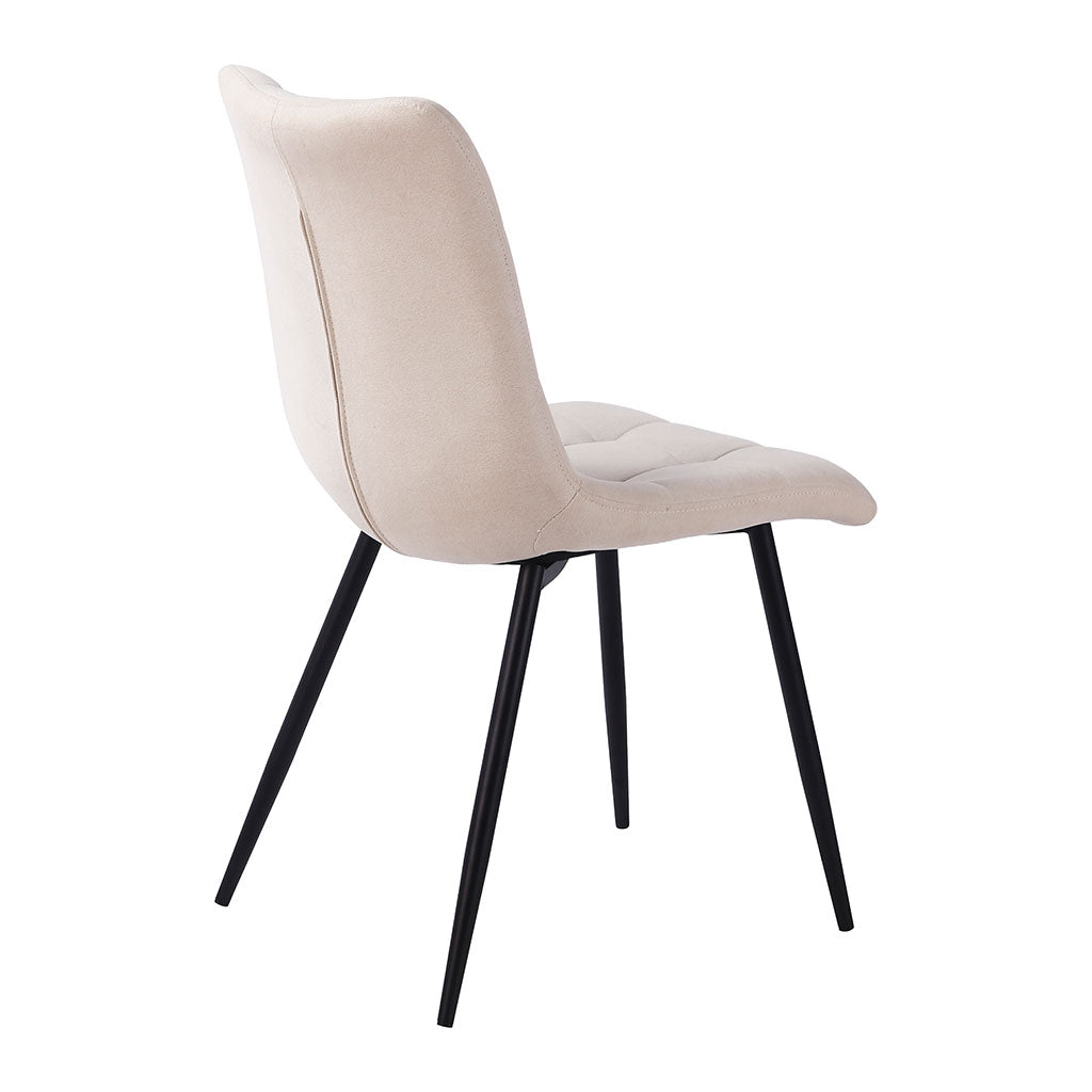 Chaise de salle à manger en tissu matelassé blanc ivoire - Lilly