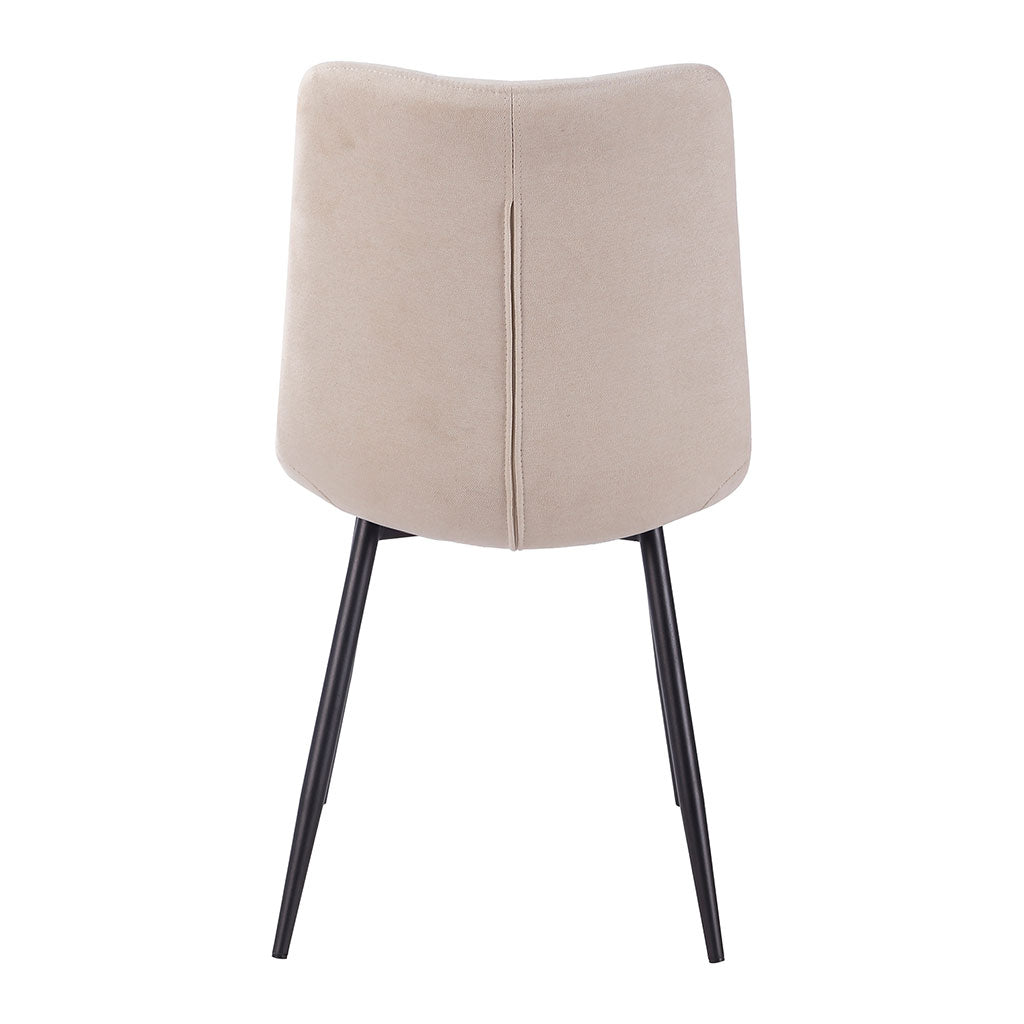 Chaise de salle à manger en tissu matelassé blanc ivoire - Lilly