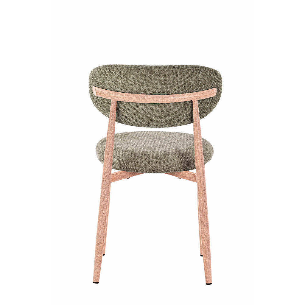 Chaise de salle à manger en tissu vert et pieds en métal effet chêne clair - Copenhague