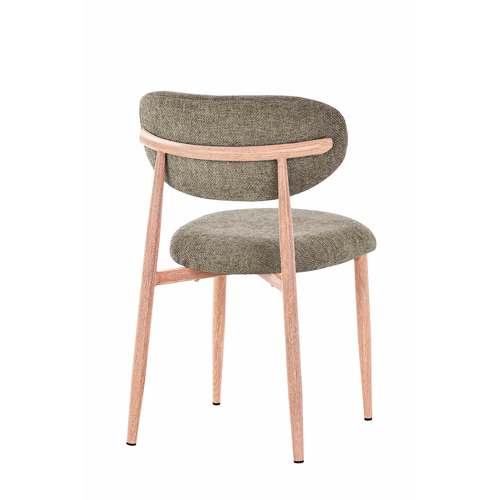 Chaise de salle à manger en tissu vert et pieds en métal effet chêne clair - Copenhague