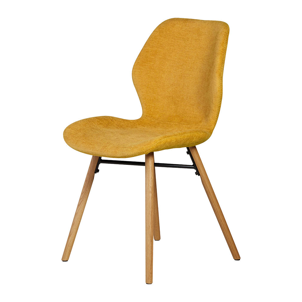 Chaise salle à manger en tissu soft touch moutarde - Keri