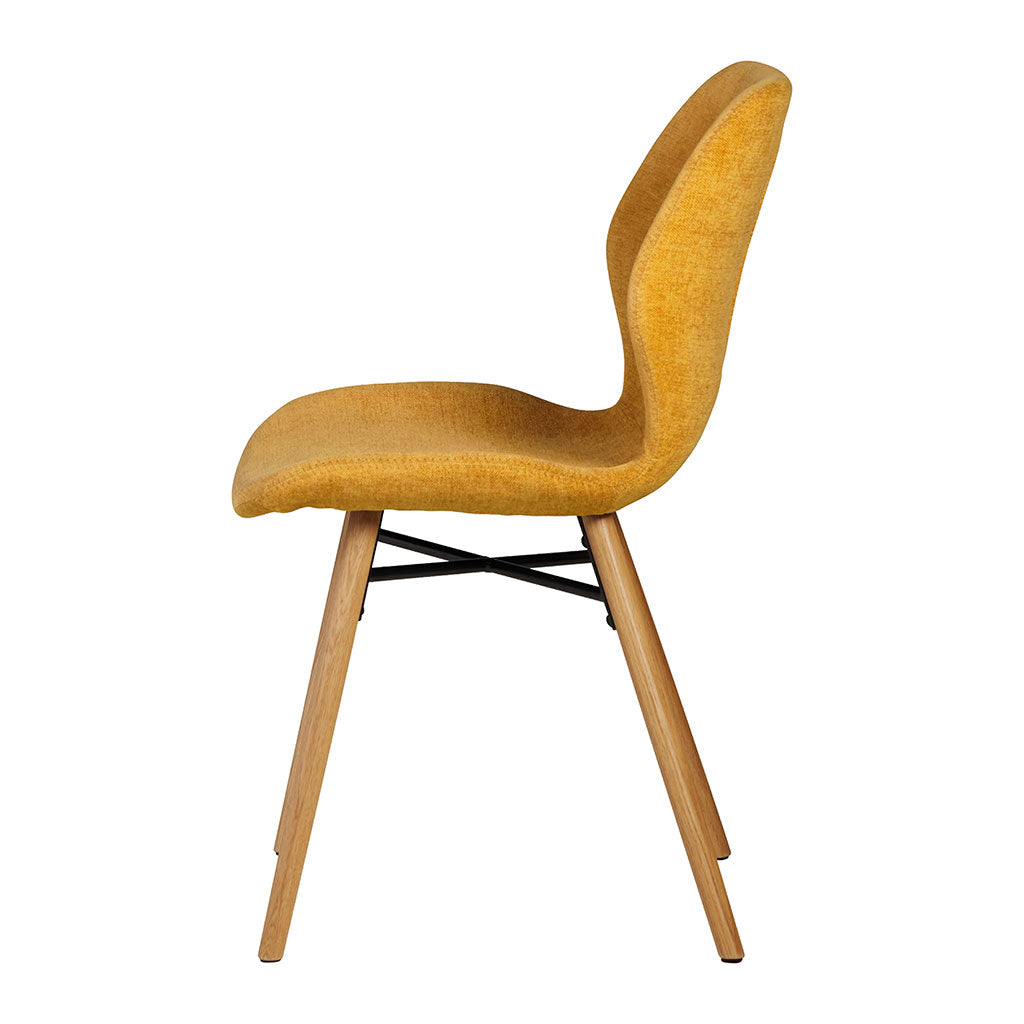 Chaise salle à manger en tissu soft touch moutarde - Keri