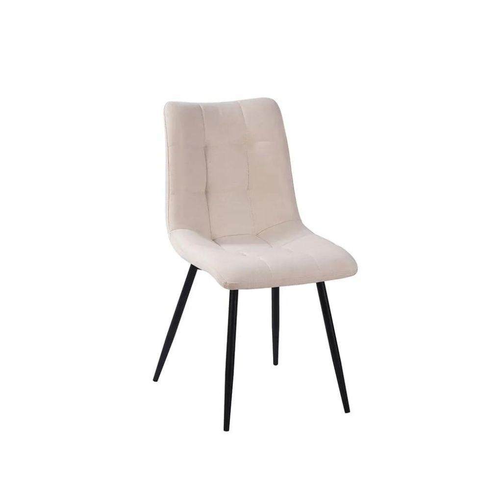 Chaise de salle à manger en tissu matelassé blanc ivoire - Lilly