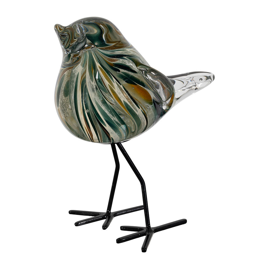 Deco moineau en verre émeraude et doré - Serin