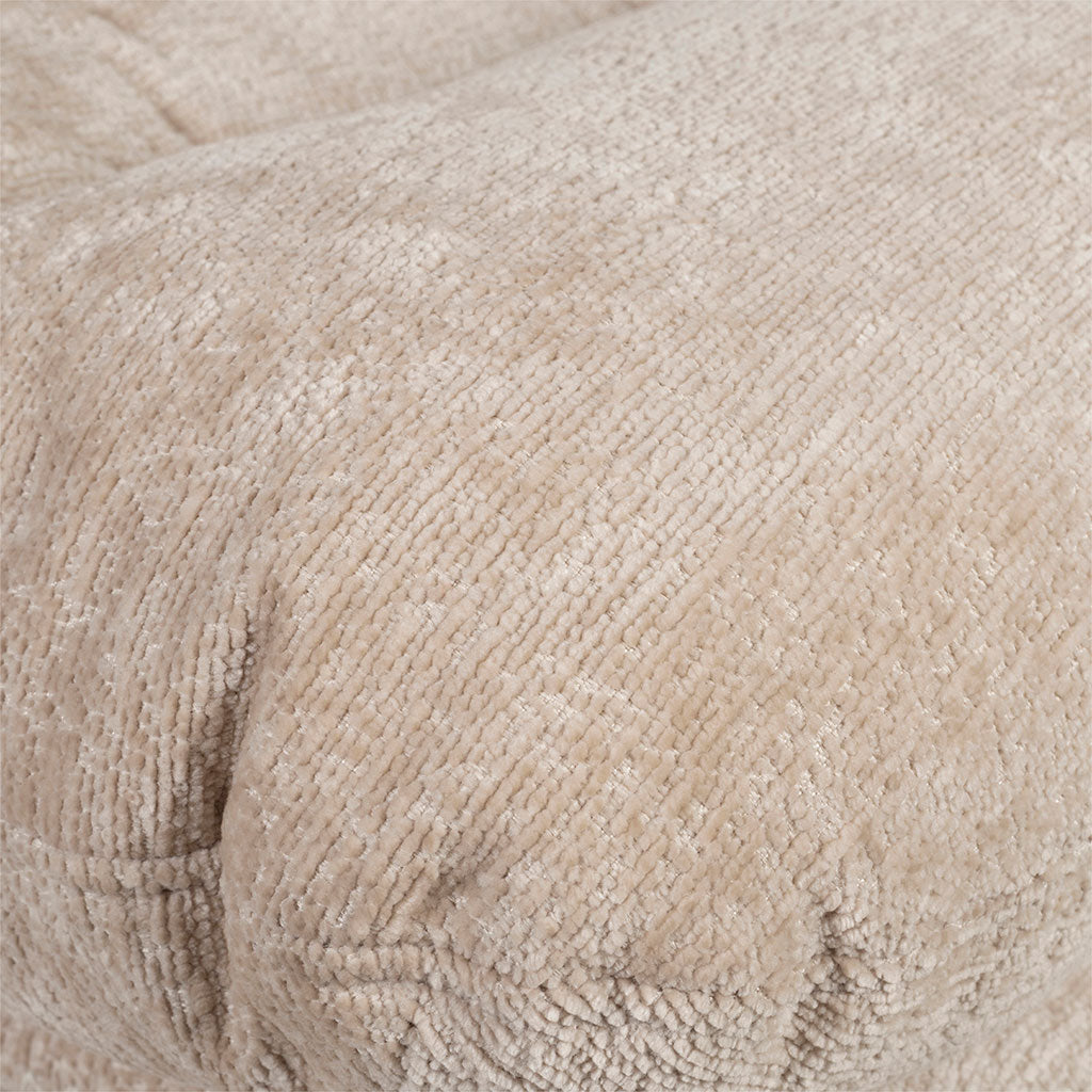 Fauteuil et repose pied en tissu beige et fer noir - Lery