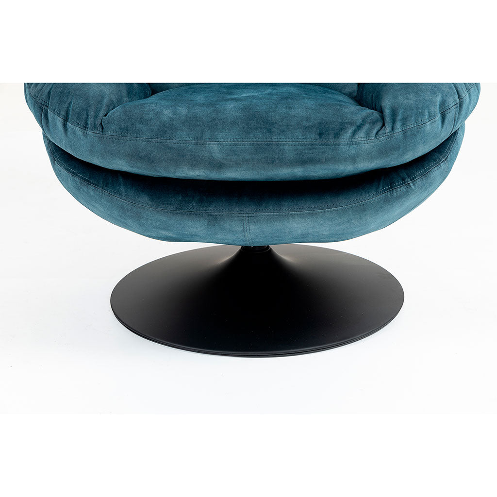 Fauteuil pivotant en velours bleu gris - Topi