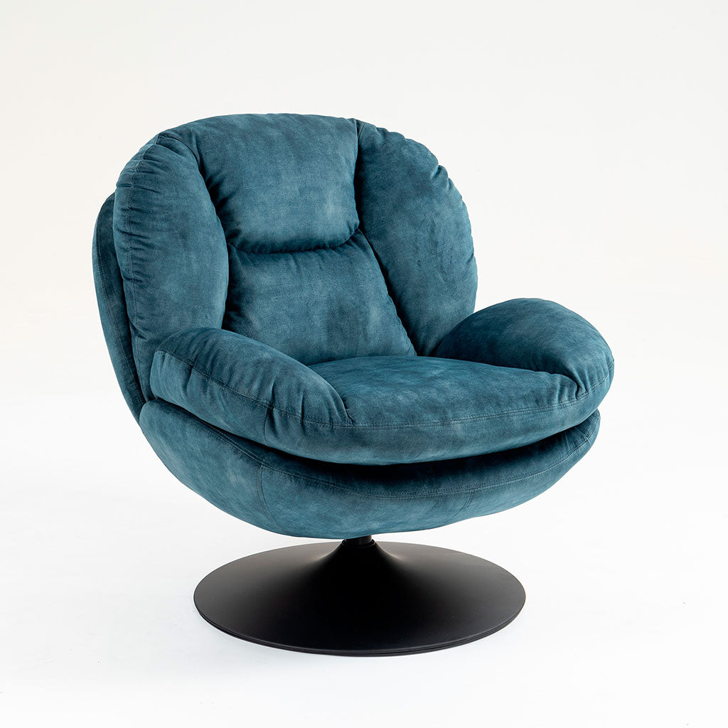 Fauteuil pivotant en velours bleu gris - Topi