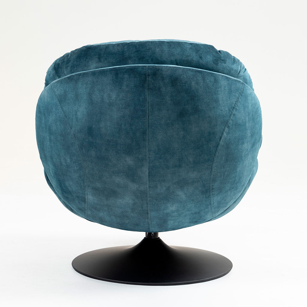 Fauteuil pivotant en velours bleu gris - Topi