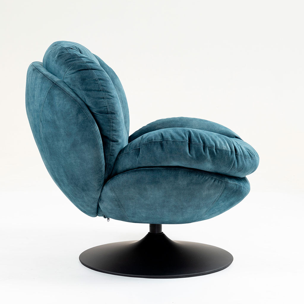 Fauteuil pivotant en velours bleu gris - Topi