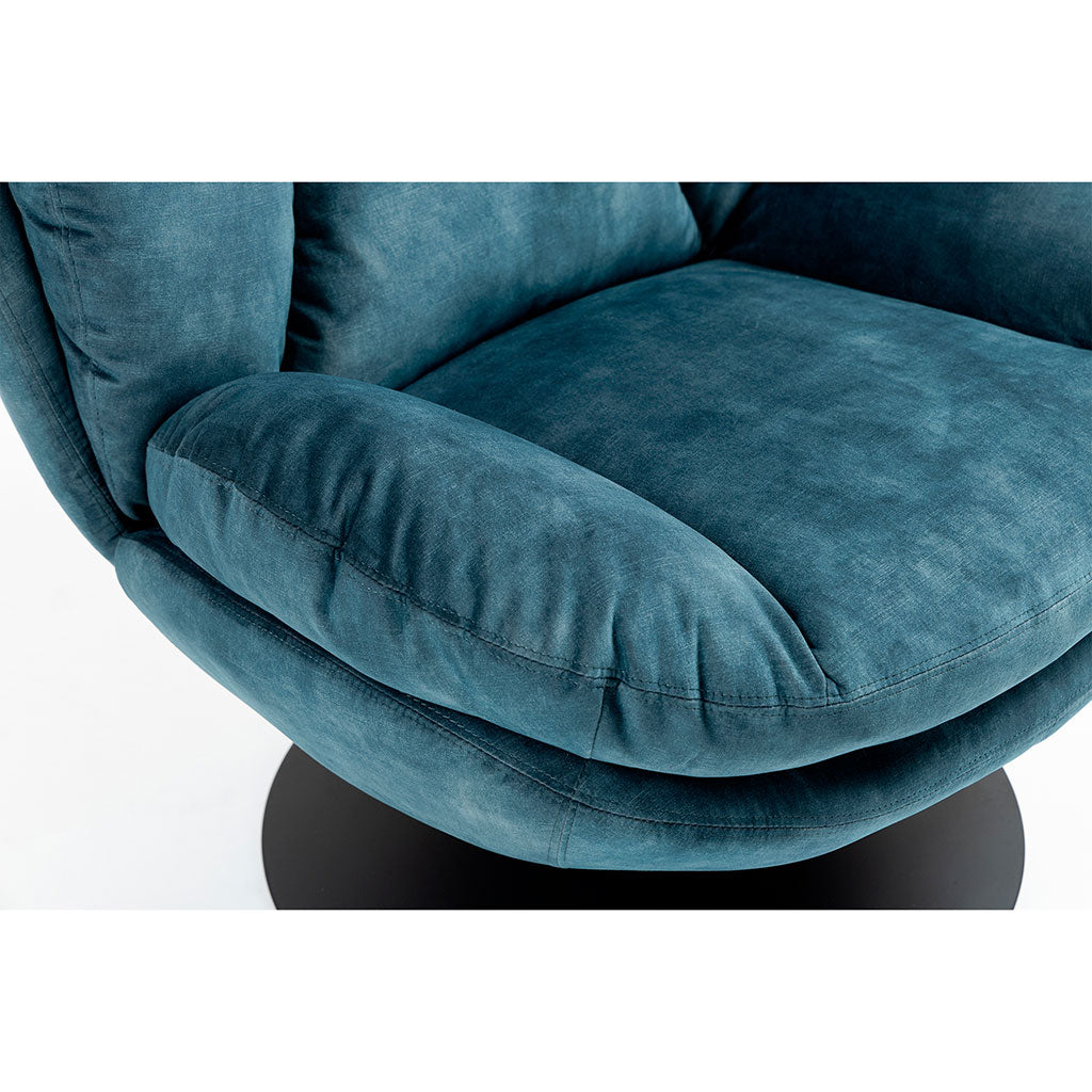Fauteuil pivotant en velours bleu gris - Topi
