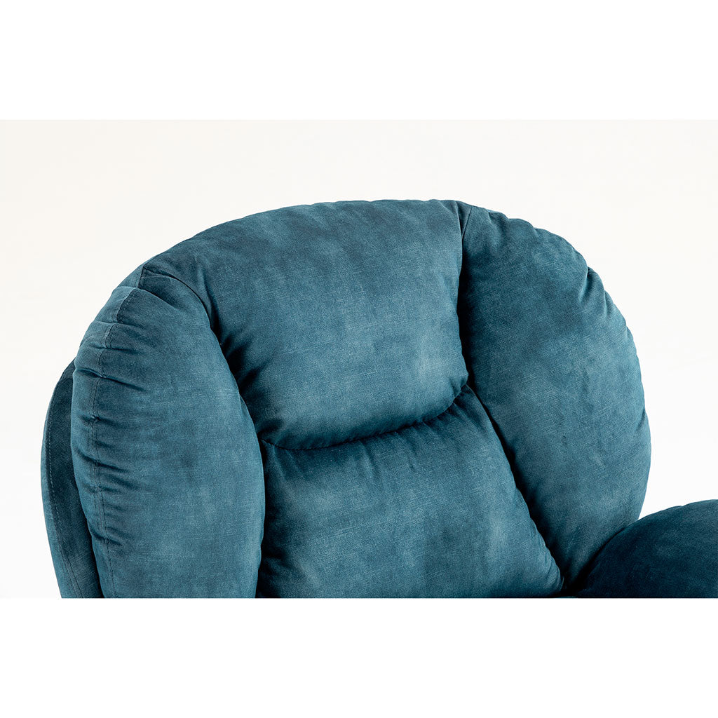 Fauteuil pivotant en velours bleu gris - Topi