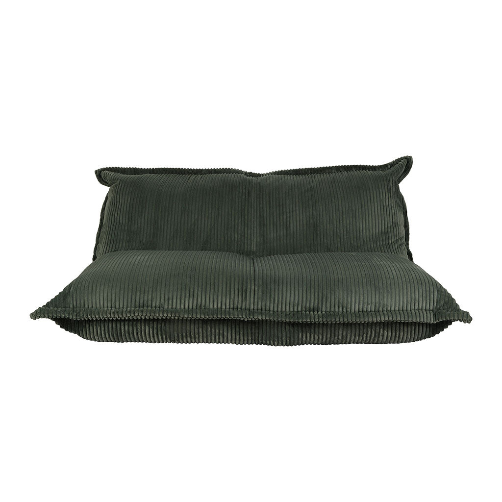 Fauteuil pouf 2 places en velours côtelé vert -  Sola