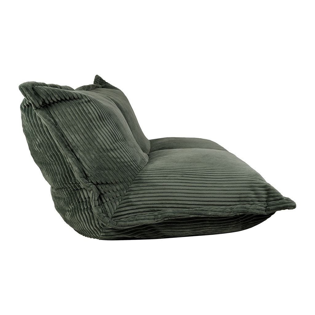 Fauteuil pouf 2 places en velours côtelé vert -  Sola