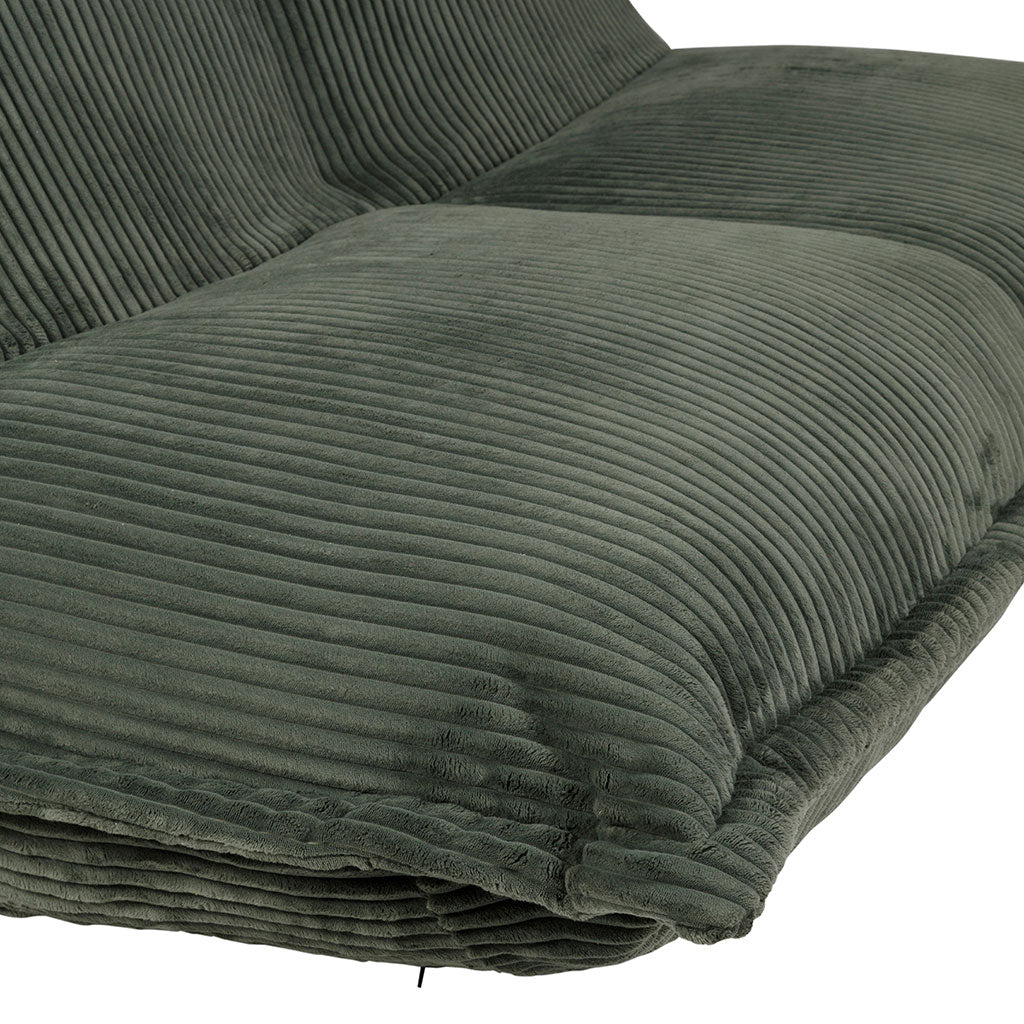 Fauteuil pouf 2 places en velours côtelé vert -  Sola