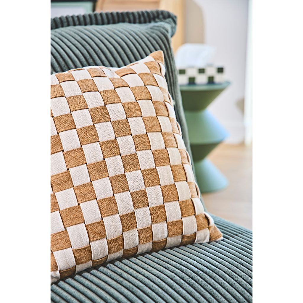 Fauteuil pouf 2 places en velours côtelé vert -  Sola