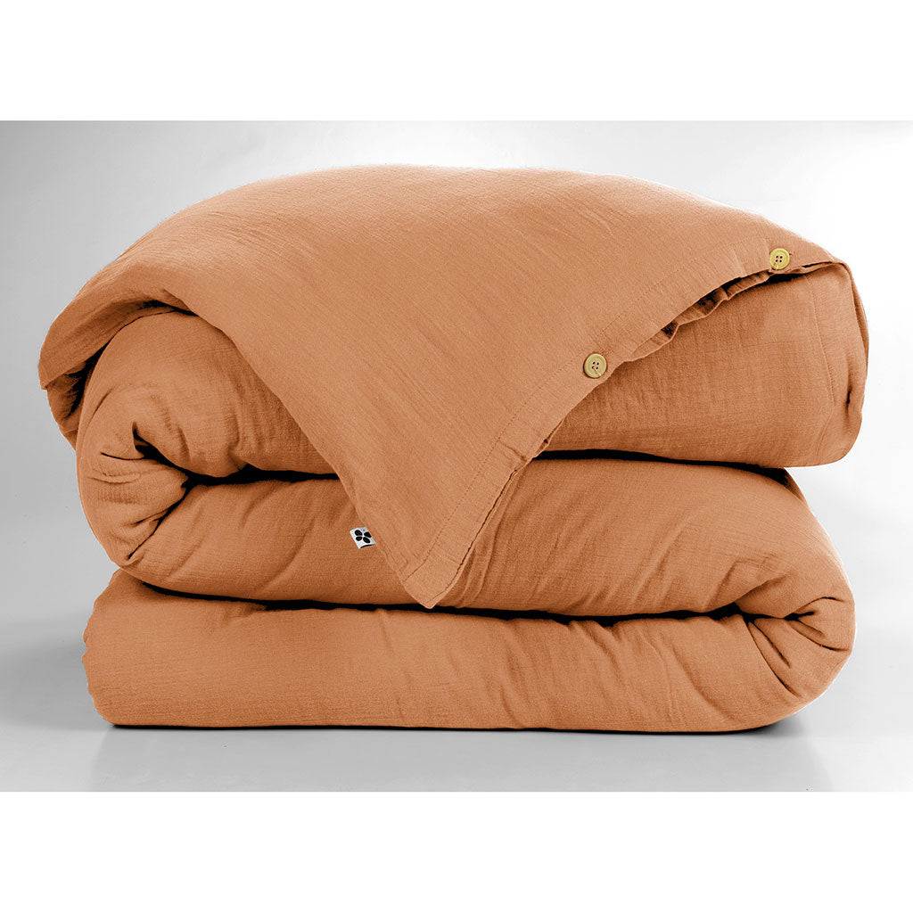 Housse de couette en gaze de coton abricot 260x240cm - Gaia