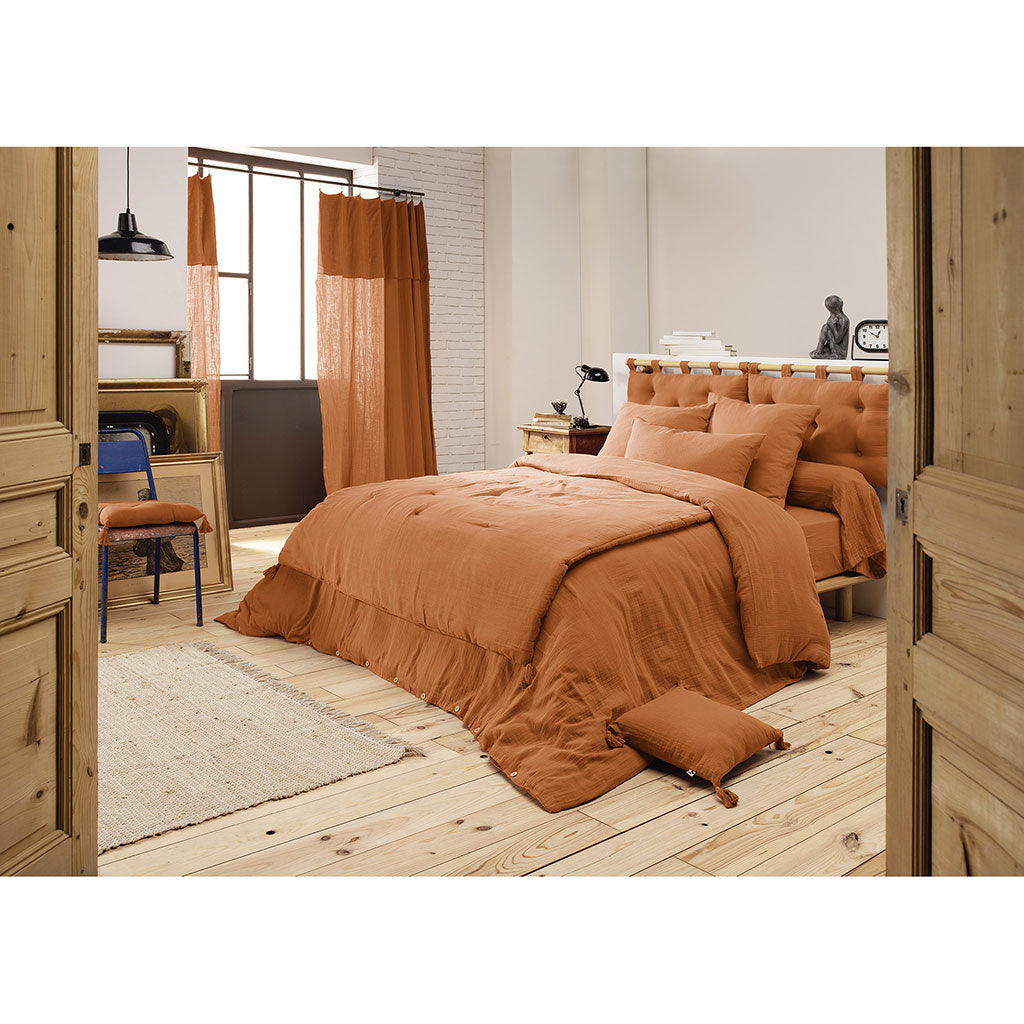Housse de couette en gaze de coton abricot 260x240cm - Gaia