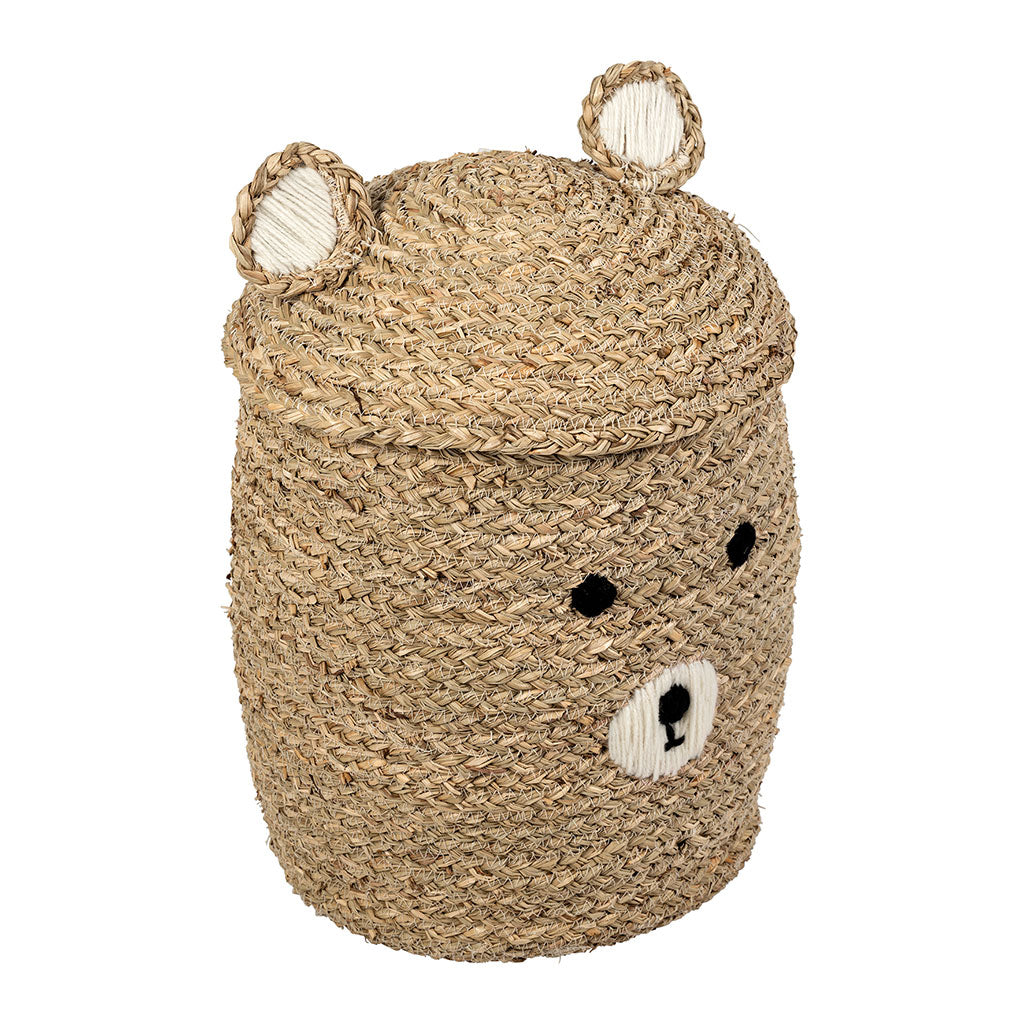 Lot de 2 corbeilles en jonc de mer naturel d31.5xh45cm - Famille