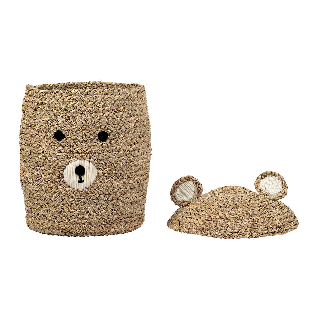 Lot de 2 corbeilles en jonc de mer naturel d31.5xh45cm - Famille