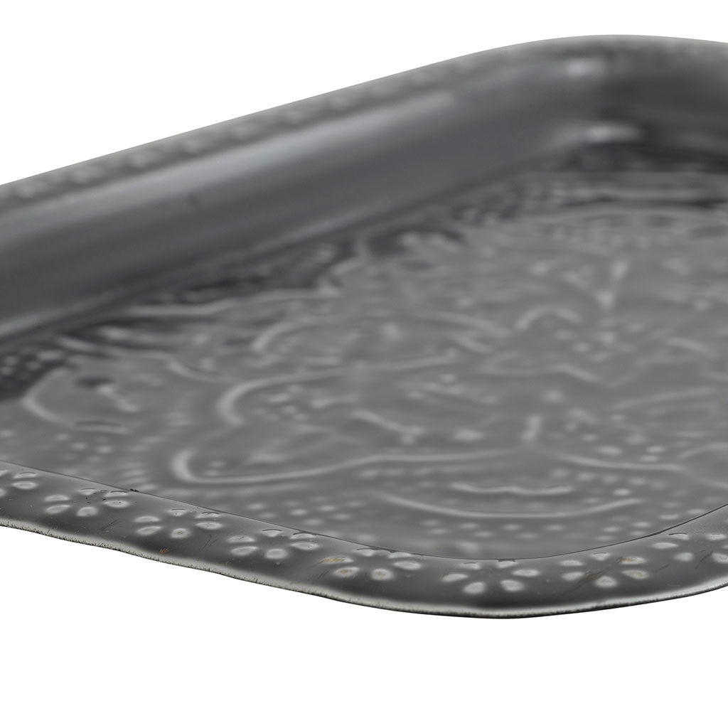 Lot de 2 plateaux en fer anthracite - Arabise