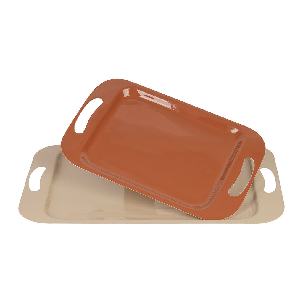 Lot de 2 plateaux en fer terracotta - Klosen