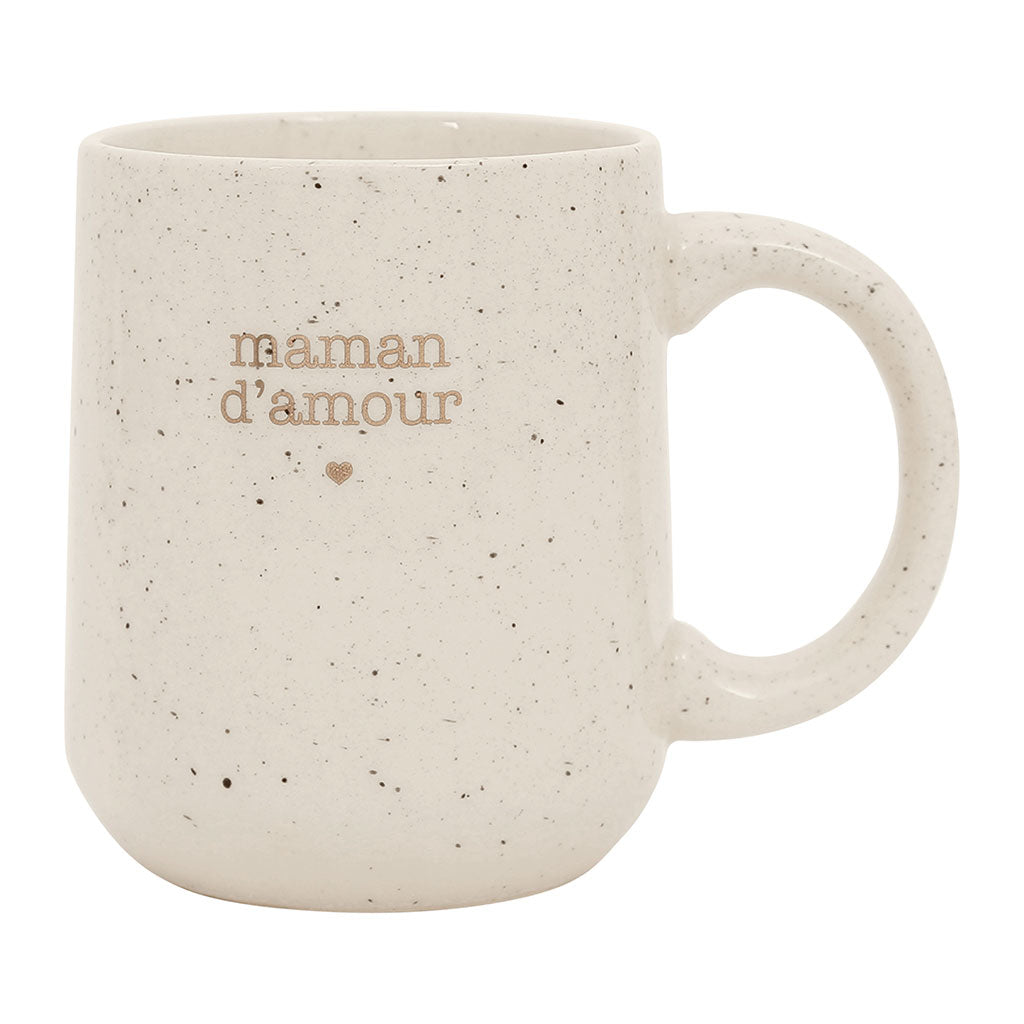 Mug moucheté maman en grès blanc 35cl - Beezz