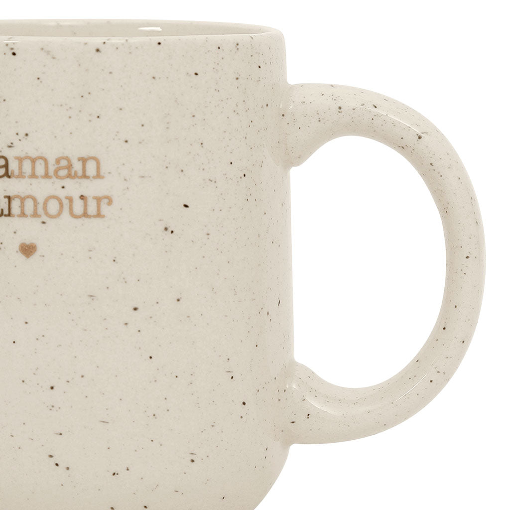 Mug moucheté maman en grès blanc 35cl - Beezz